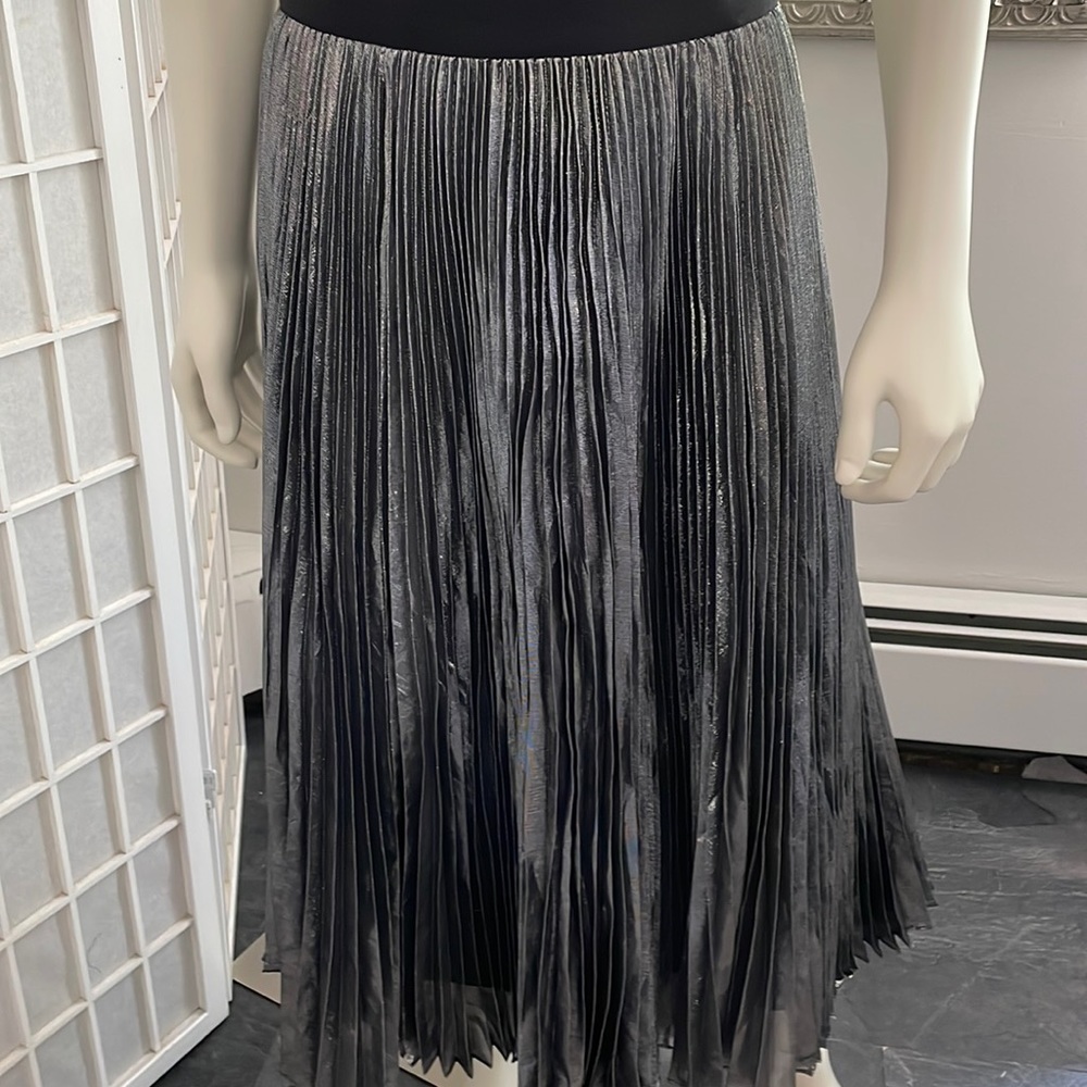 Rebecca Taylor Metallic Pleated Skirt Sz 8